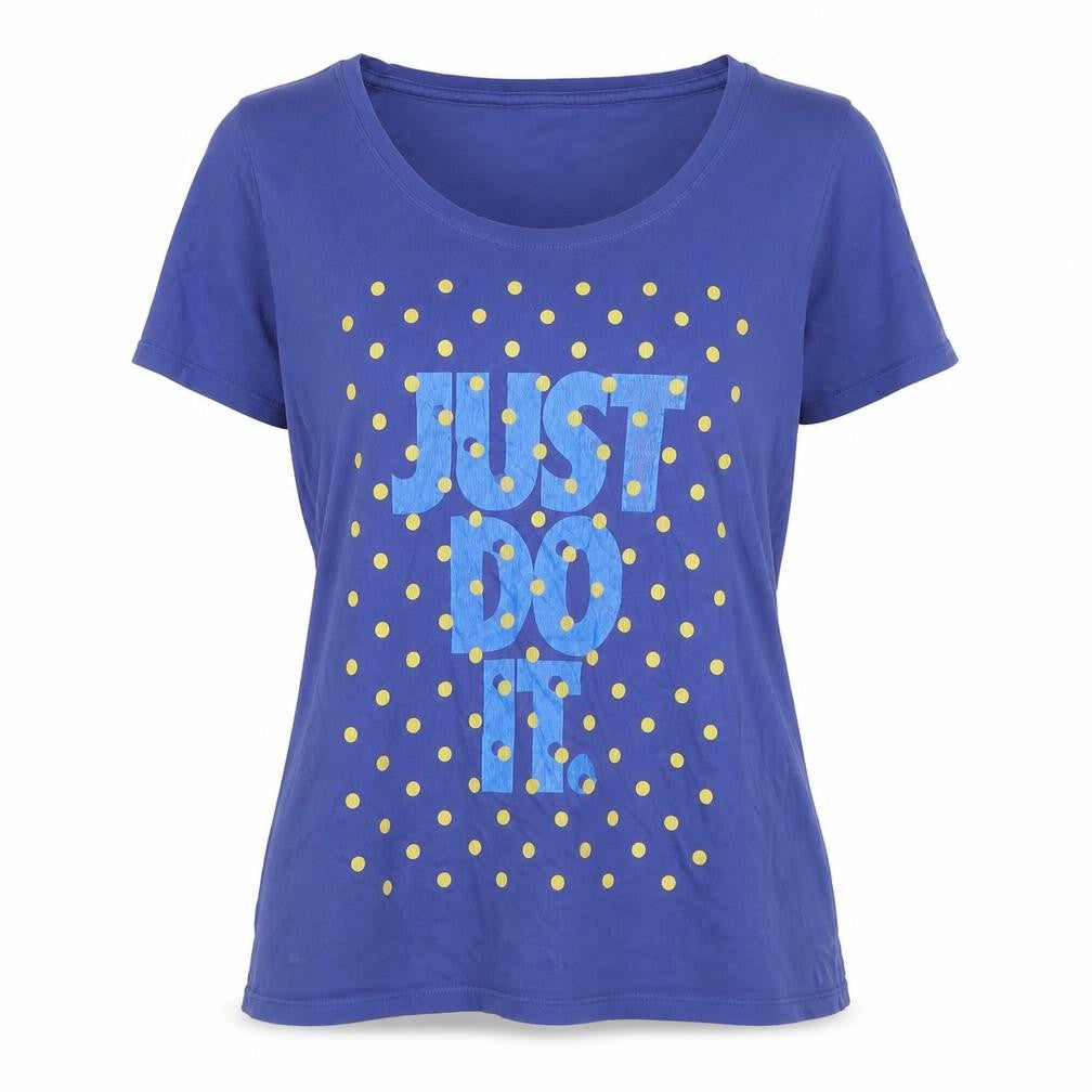 Womens UK Size L Nike Blue Cotton T-Shirt