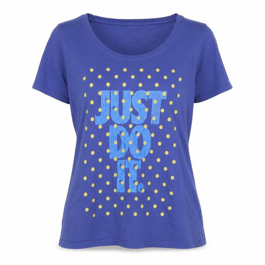 Womens UK Size L Nike Blue Cotton T-Shirt