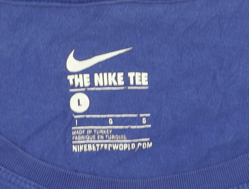 Nike Women Blue T-Shirt, Large, Casual Sports Style