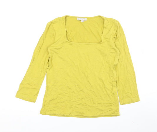 Hobbs Women Yellow 3/4 Sleeve Square Neck Top