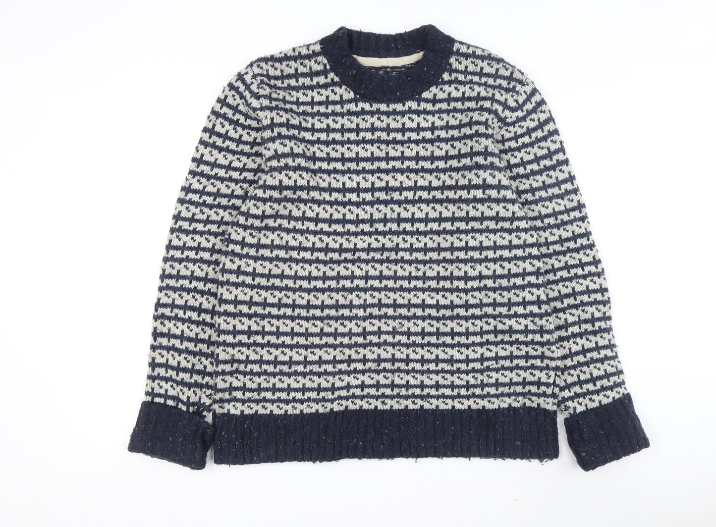 Fat Face Men's Blue Geometric Knit Pullover Jumper M