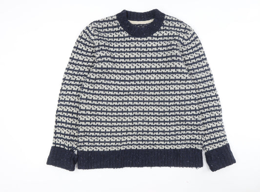 Fat Face Men's Blue Geometric Knit Pullover Jumper M