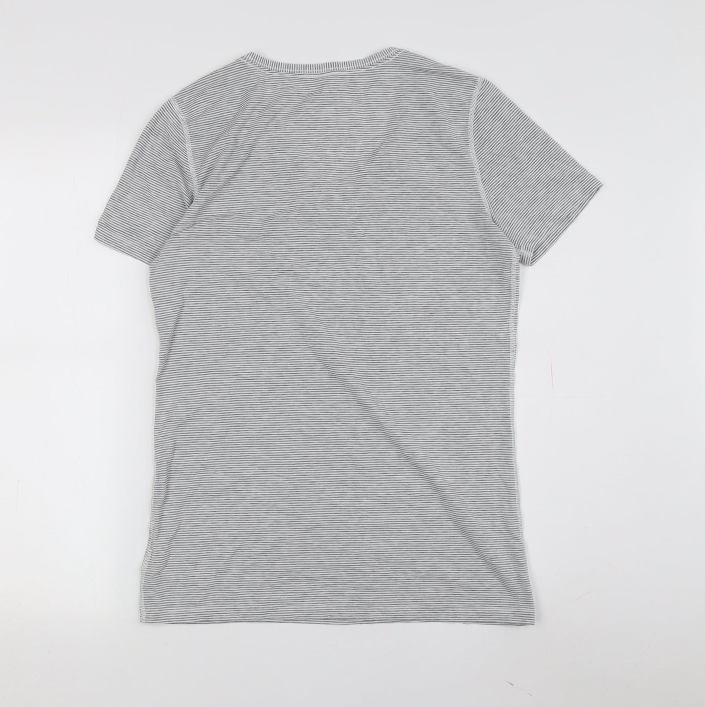 Gap Women's Grey Striped Jersey T-Shirt, Size M