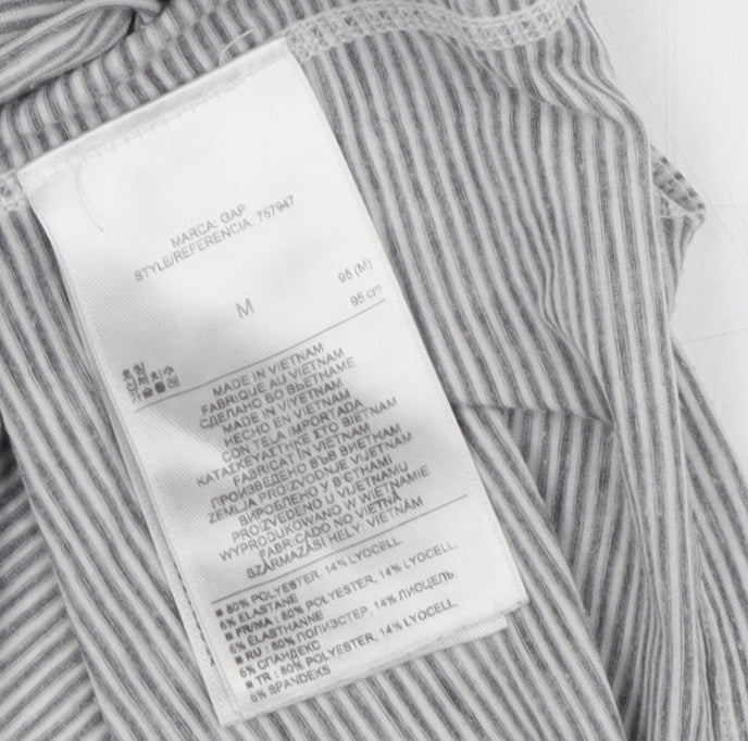 Gap Women's Grey Striped Jersey T-Shirt, Size M