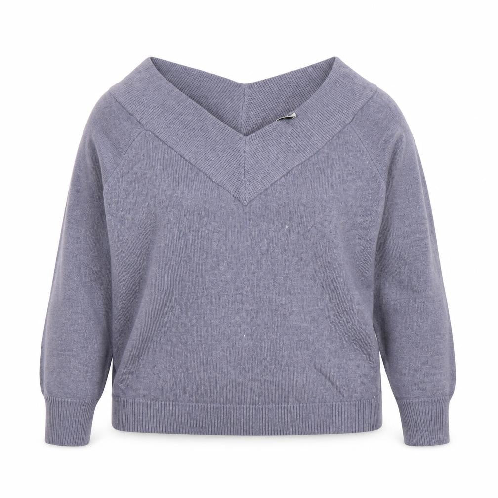 Front view of Jacqueline de Yong Women’s Grey V-Neck jumper M