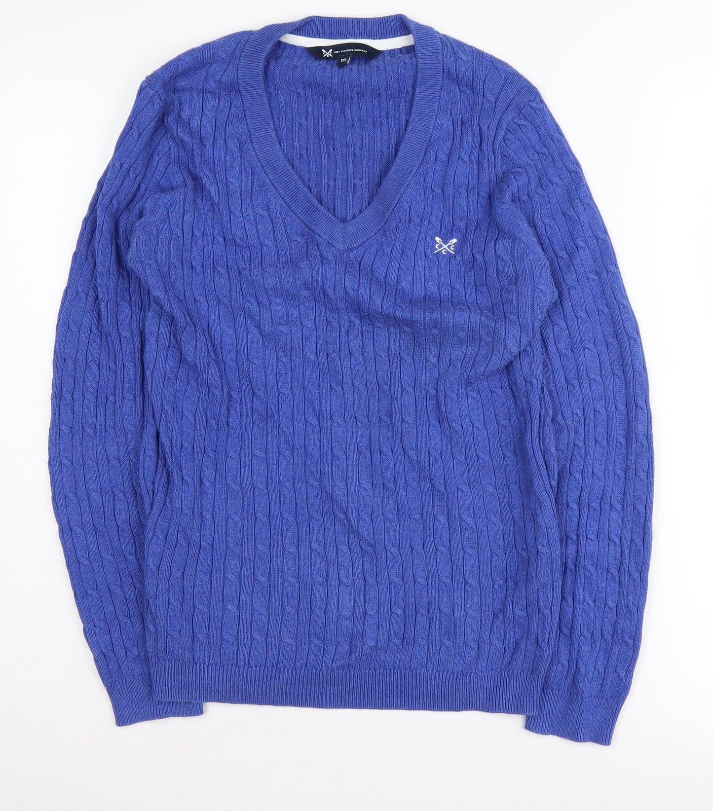 Crew Clothing Women's Blue V-Neck Jumper Size 10