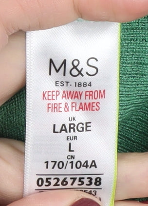Marks and Spencer Women's Green Crew Neck Pullover L
