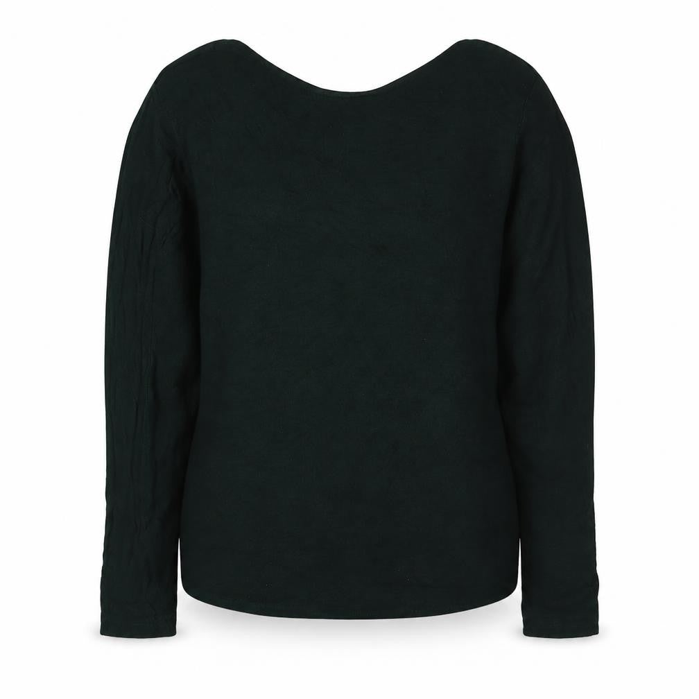 Front view of Only Women's Green Wrap Jumper Medium V-Neck, Long Sleeve