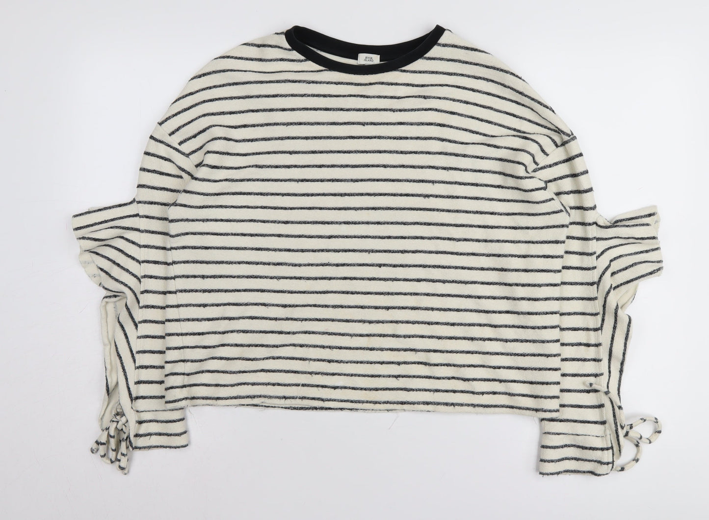 River Island Women's Ivory Striped Pullover Jumper M