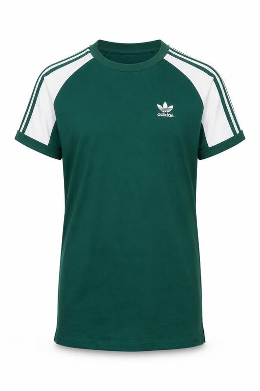 Front view of Adidas Men's Green Crew Neck Logo T-Shirt, size 4