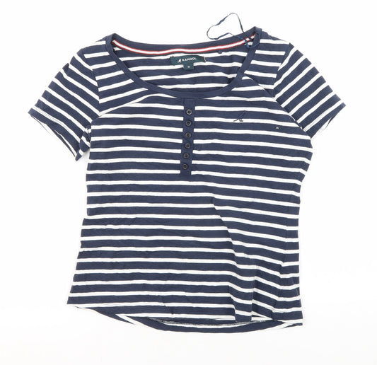 Kangol Women's Blue Striped Henley T-Shirt Size 10
