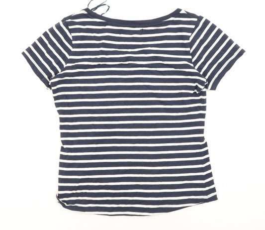 Kangol Women's Blue Striped Henley T-Shirt Size 10