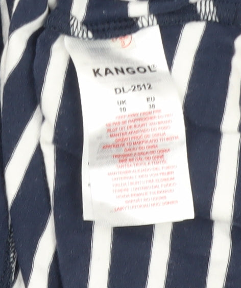 Kangol Women's Blue Striped Henley T-Shirt Size 10