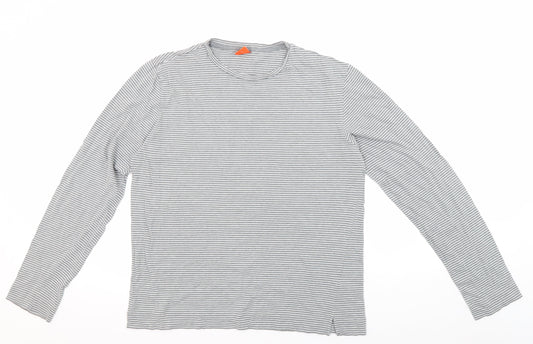 Hugo Boss Men's Grey Striped Long Sleeve T-Shirt M