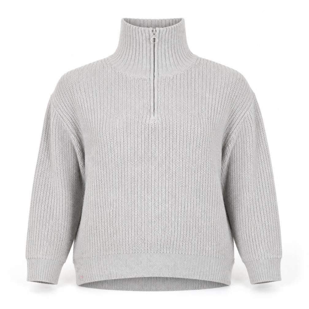 Front view of AX Women's Grey Roll Neck Knitted Jumper, M