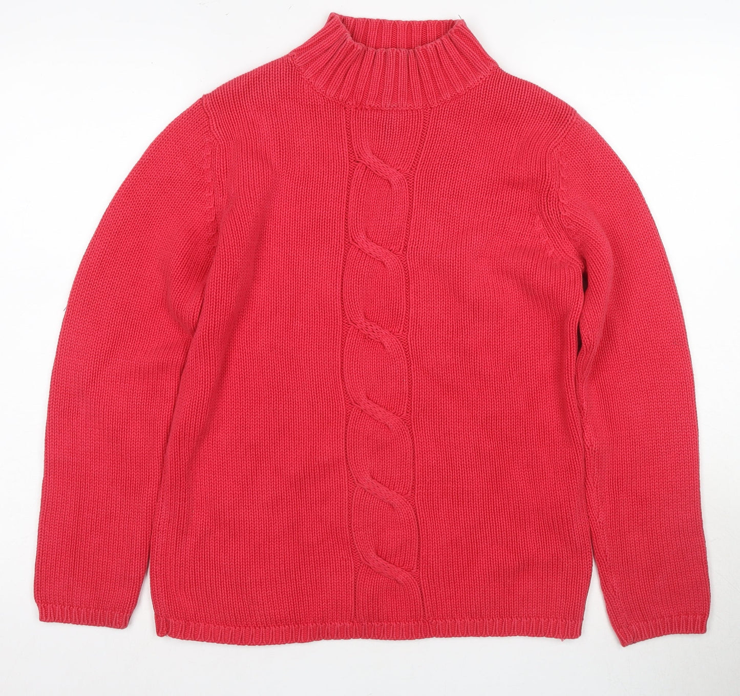 BH Women's Red Cable-Knit Pullover Jumper Size 10