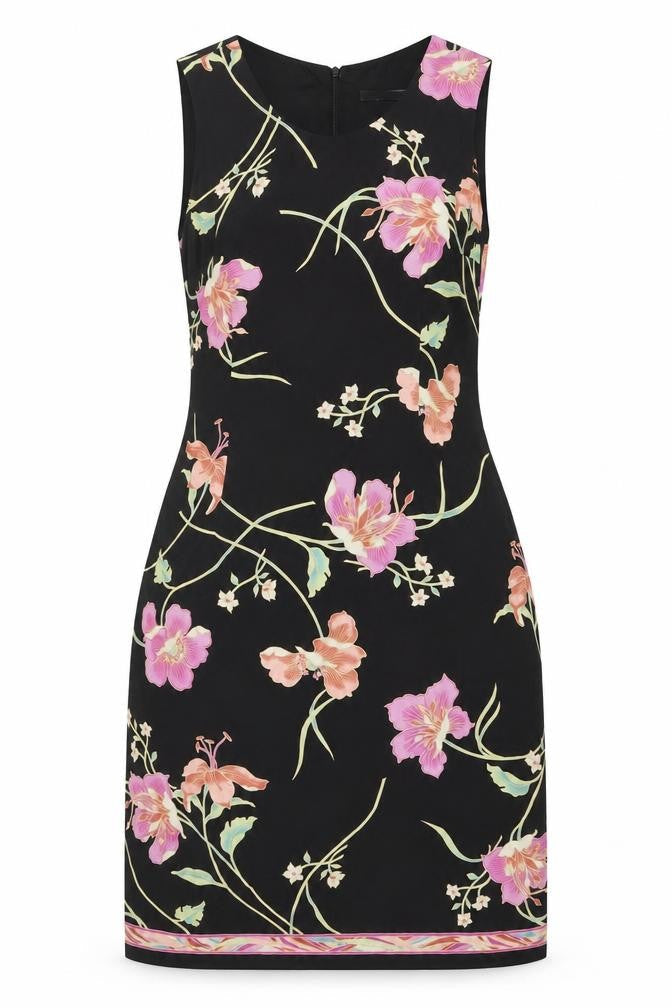 Caroll Women's Black Floral Shift Dress Size 10