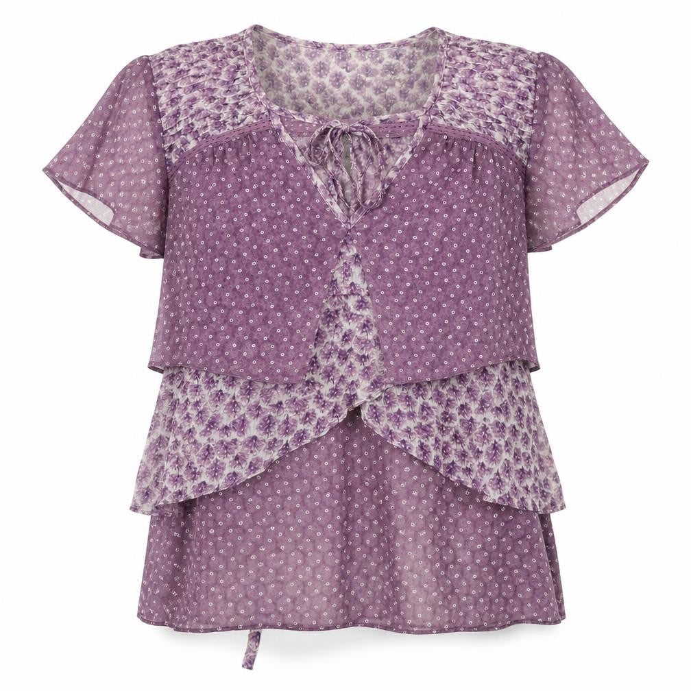 Front view of Betty Jackson Black Women's Purple Tunic Blouse, size 12
