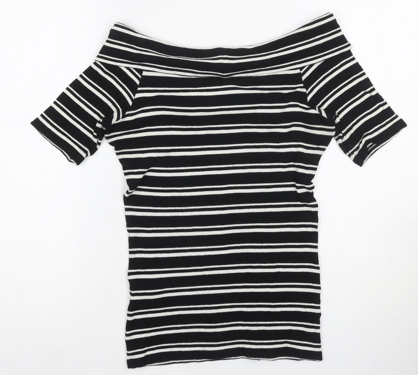 Oasis Women’s Black Striped Off Shoulder T-Shirt