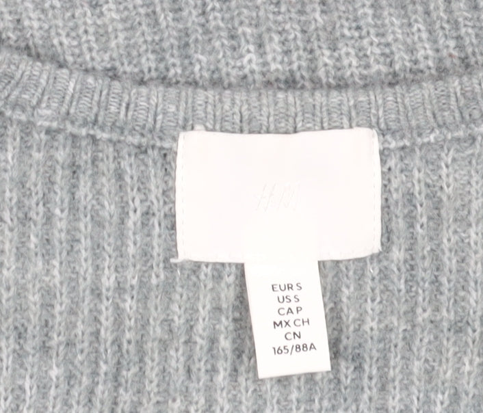 H&M Women's Grey Square Neck Jumper, Size S