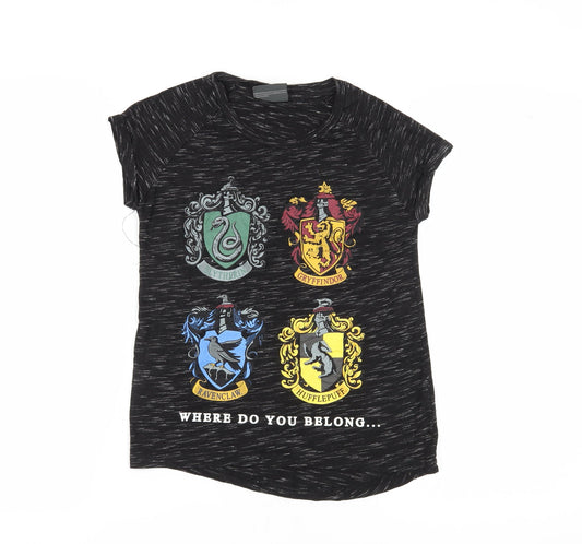 Harry Potter Women's Black Graphic T-Shirt, Size 8