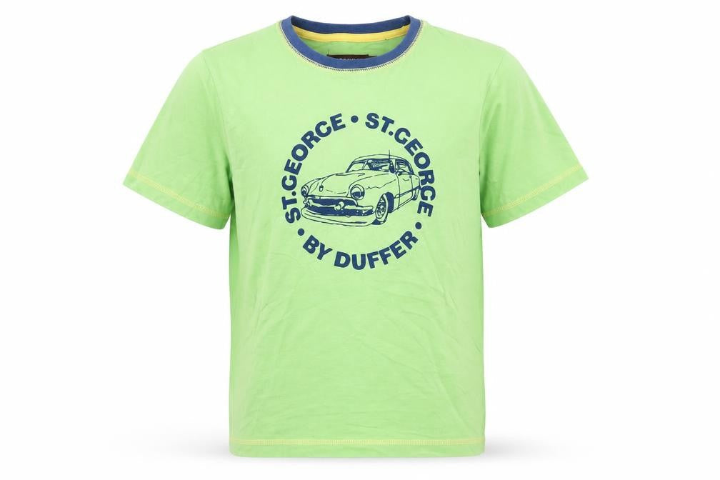 Front view of St. George by Duffer boys’ green graphic t-shirt 7-8 years