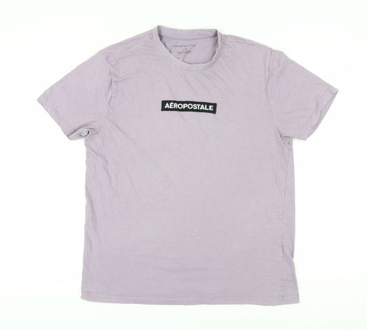 Aeropostale Men's Purple Large Crew Neck Logo T-Shirt