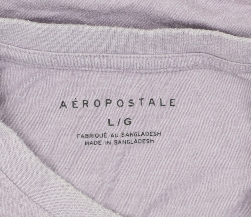 Aeropostale Men's Purple Large Crew Neck Logo T-Shirt