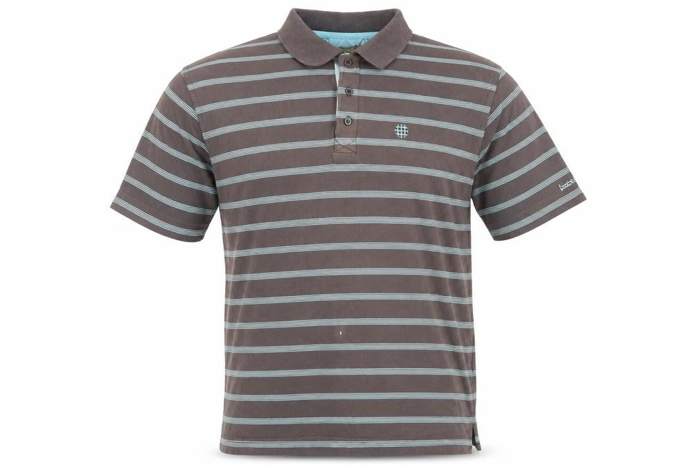 Backswing Men's Brown Striped Polo Shirt, Size L