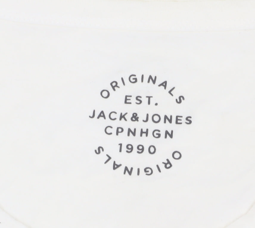 Jack & Jones Men's White Sleeveless Logo T-Shirt, Size S