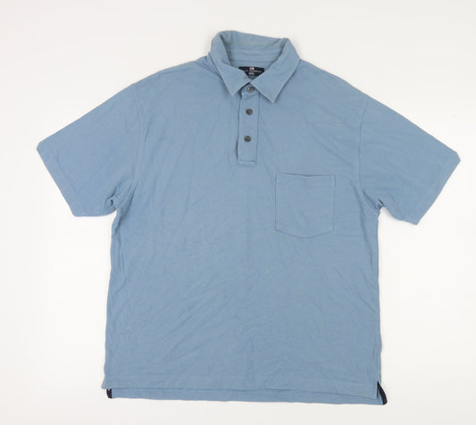 Marks and Spencer Men's Blue Polo Medium Short Sleeve