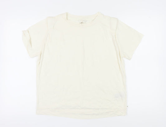 Ted Baker Women Ivory Cotton Blend Basic T-Shirt M