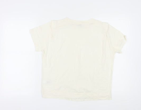 Ted Baker Women Ivory Cotton Blend Basic T-Shirt M