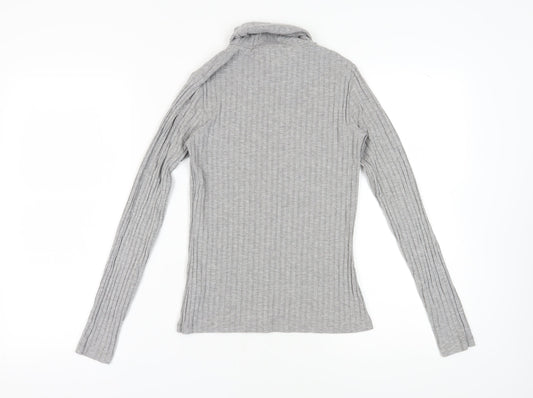 Reiss Women's Grey Roll Neck Long Sleeve Top - Size M