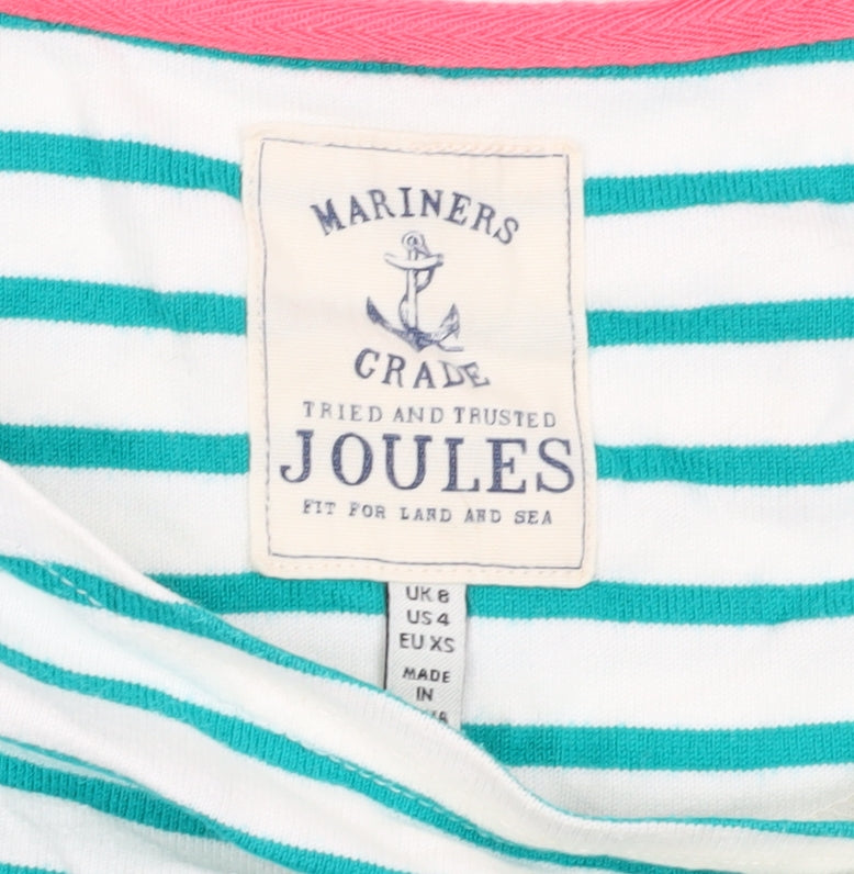 Joules Women's Green Striped T-Shirt XS