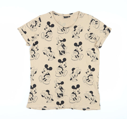Disney Women's Beige Mickey Mouse T-Shirt Size 12