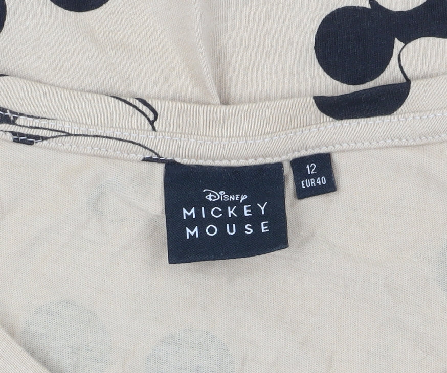 Disney Women's Beige Mickey Mouse T-Shirt Size 12