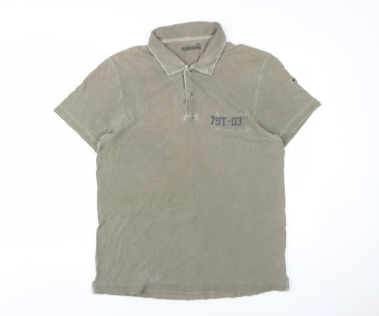 Red Herring Men's Beige Polo Shirt, Size M, Short Sleeve