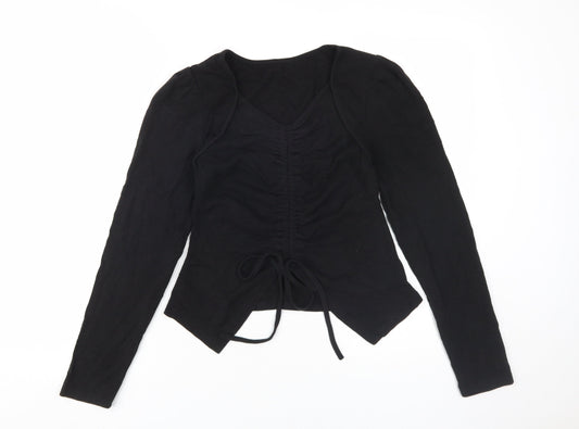 AY Studio Women's Black Cropped Blouse S