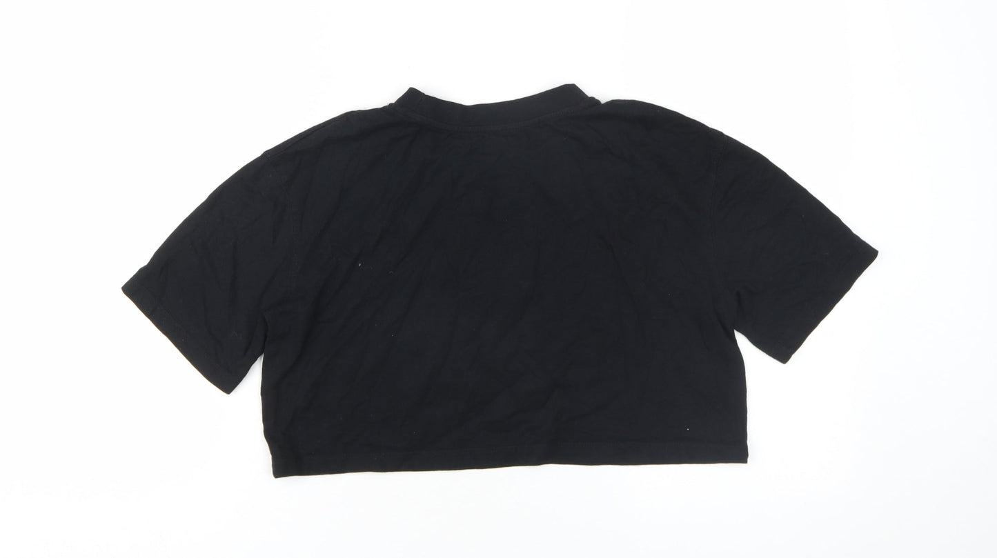 Zara Women's Black Cropped T-Shirt Size 10