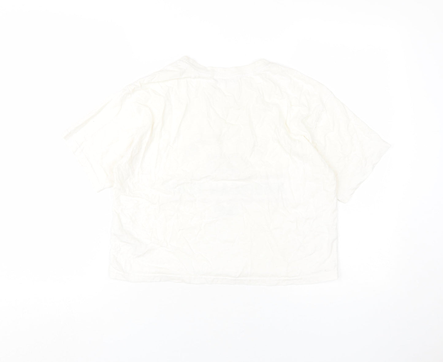 Pull&Bear Unisex White T-Shirt M Casual Crew Neck
