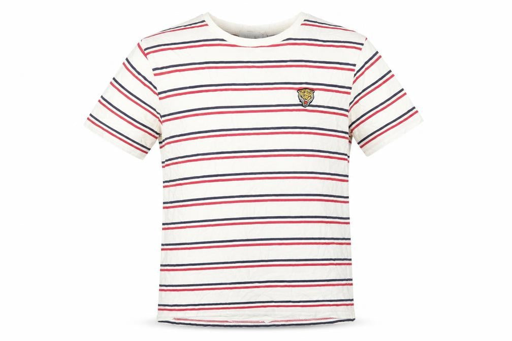 Topman Men's Striped Beige T-Shirt Medium Cotton
