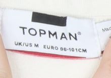 Topman Men's Striped Beige T-Shirt Medium Cotton