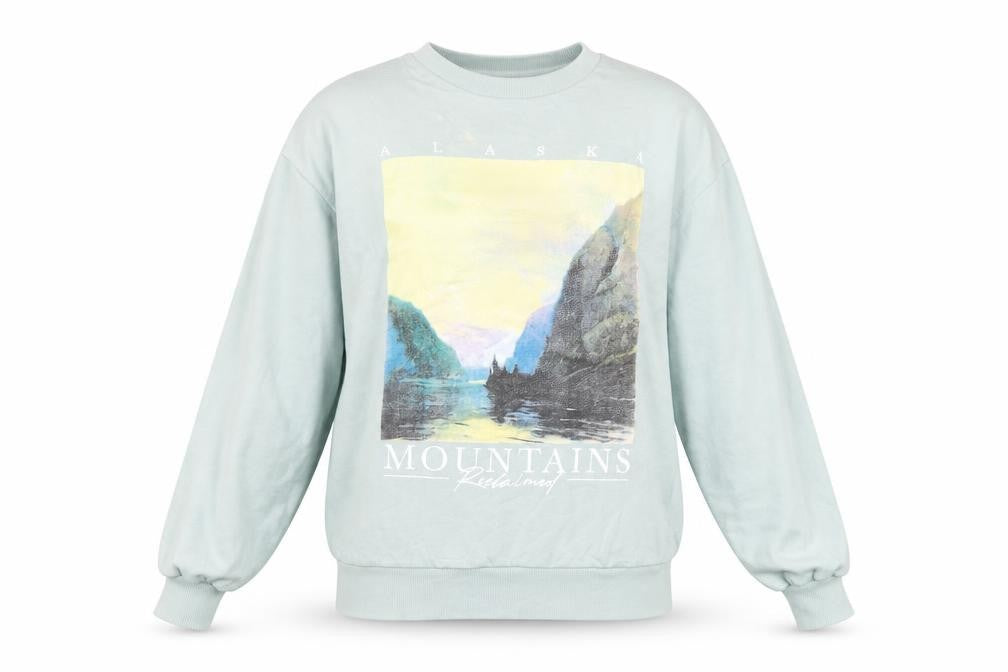 Reclaimed Vintage Blue Graphic Pullover Sweatshirt S