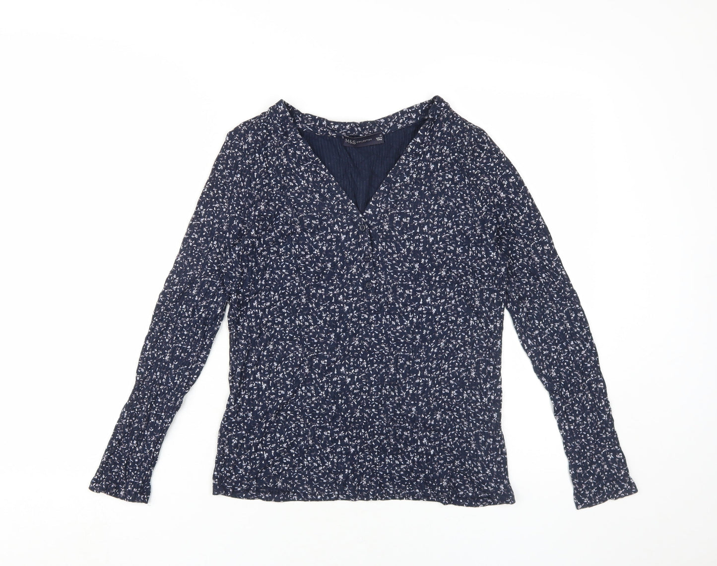Marks and Spencer Women's Blue Floral Blouse Size 12