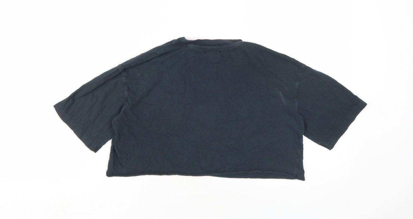 Topshop Women’s Black Cropped T-Shirt, Size 8