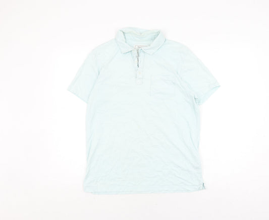 Jasper Conran Men's Blue Cotton Polo, Size S, Short Sleeve