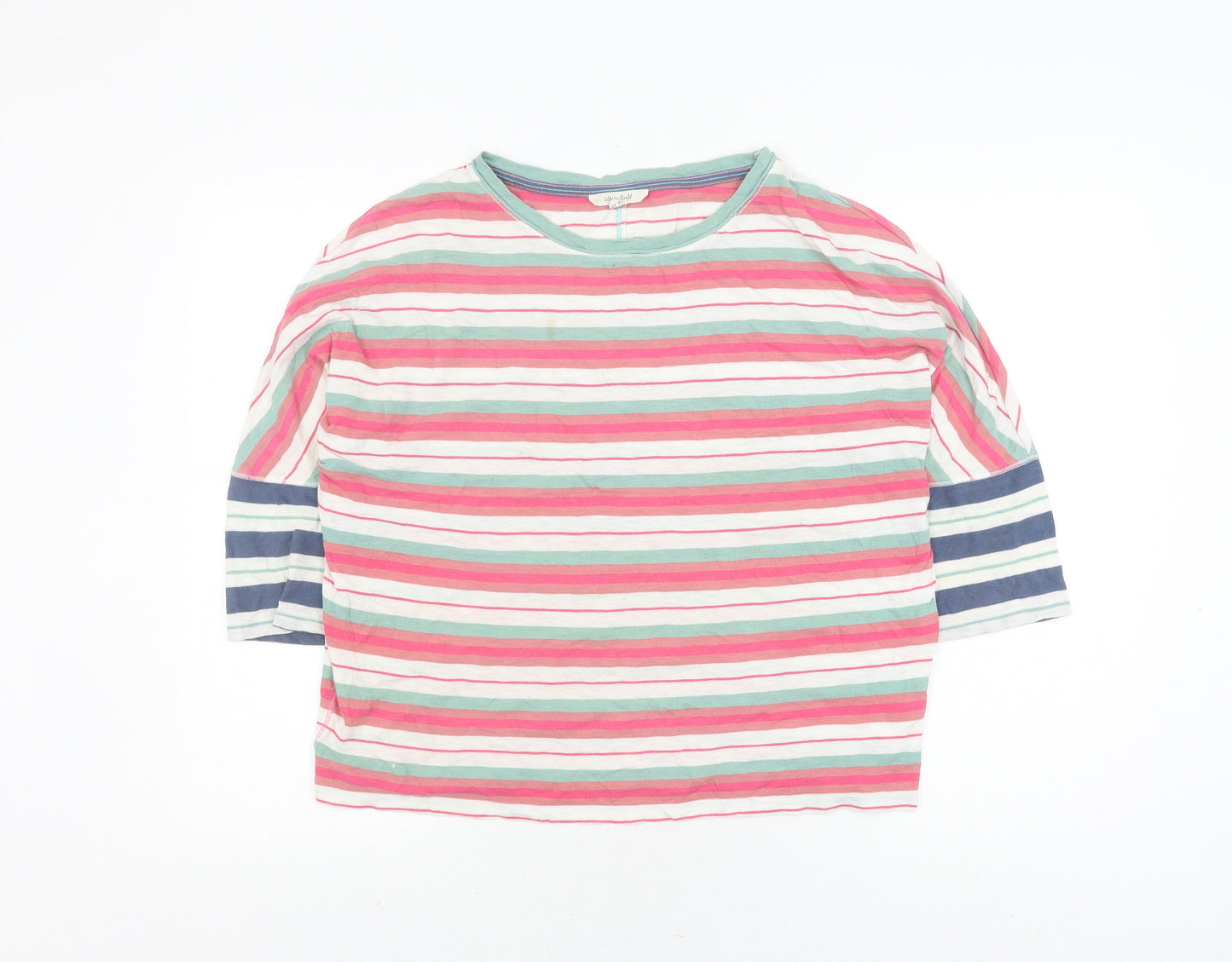 White Stuff Women's Multicoloured Cotton Striped T-Shirt Size 10