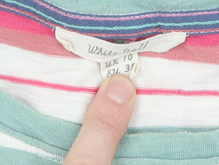 White Stuff Women's Multicoloured Cotton Striped T-Shirt Size 10