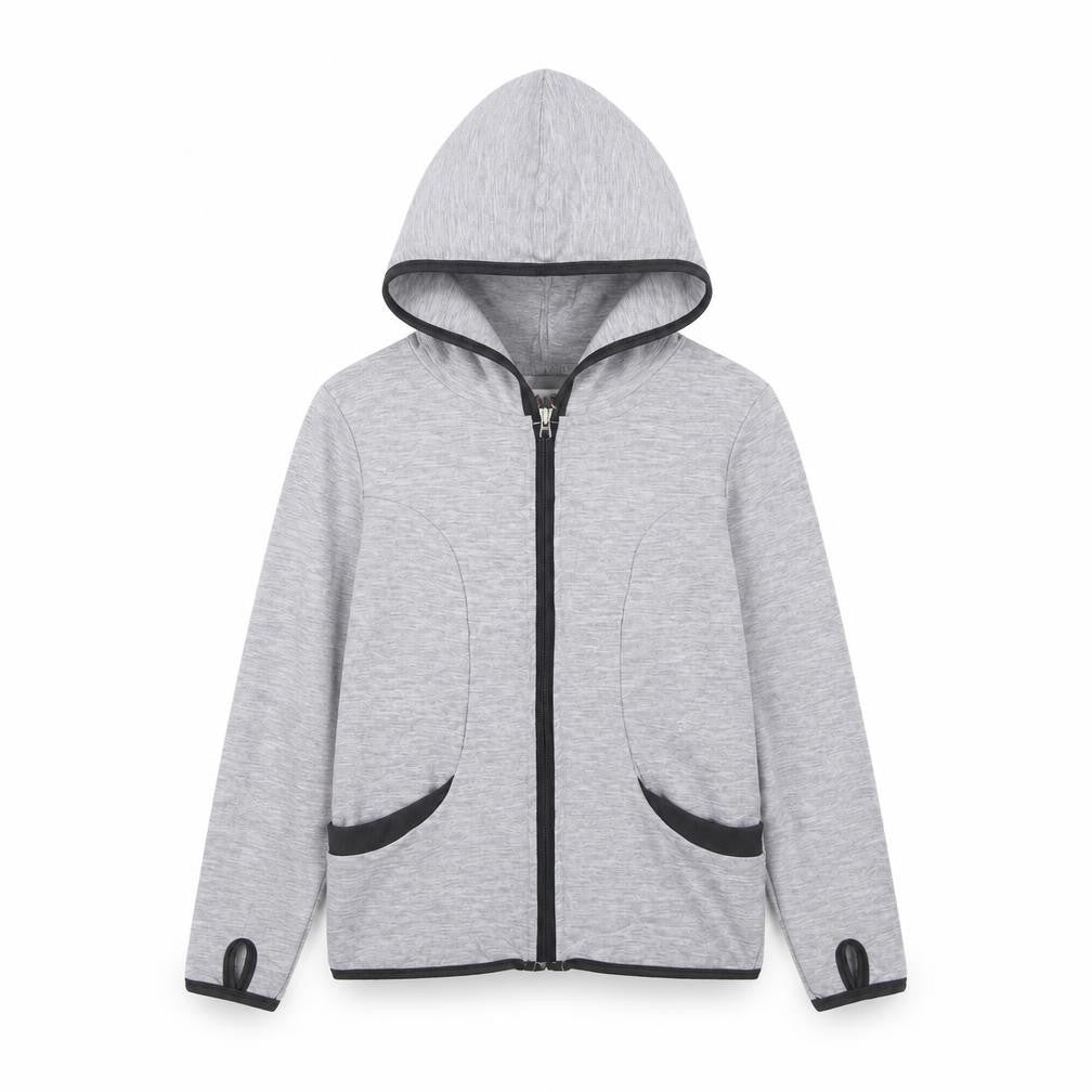 Front view of Minoti boys’ grey full zip hoodie 5-6 years casual wear